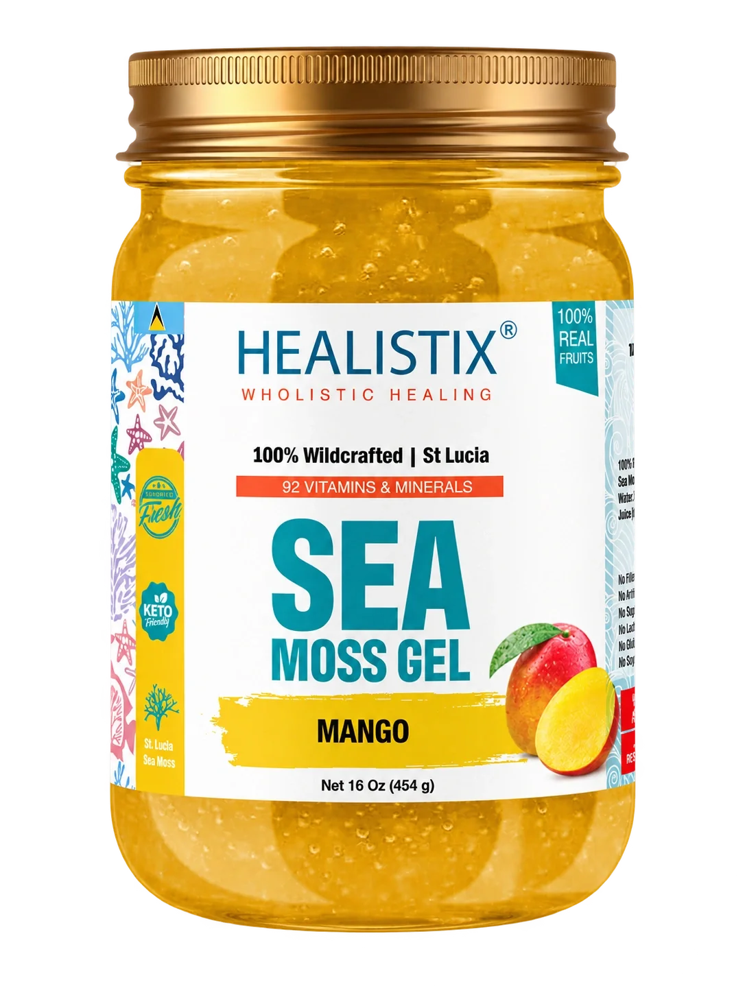 Healistix Mango sea moss gel with its original packaging